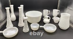 Vintage art deco white milk glass collection lot