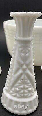 Vintage art deco white milk glass collection lot
