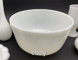 Vintage art deco white milk glass collection lot