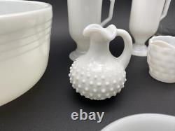 Vintage art deco white milk glass collection lot