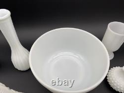 Vintage art deco white milk glass collection lot