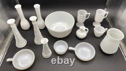 Vintage art deco white milk glass collection lot