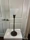 Vintage Brass Torchiere Lamp /white Milk Glass Shade And Scalloped Base 28 Tall