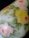 Vintage Hand Painted Roses Large Milk Glass Vase 13.5 Inches, Artist Signed