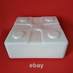 Vintage mid century white opaline milk glass SQUARE CEILING WALL SCONCE light