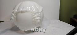 Vintage milk glass banquet lamp globe shade Lions head 10