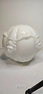 Vintage milk glass banquet lamp globe shade Lions head 10