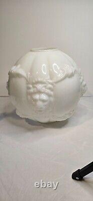 Vintage milk glass banquet lamp globe shade Lions head 10