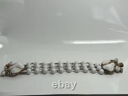 Vintage signed Trifari ALFRED PHILIPPE White Milk Glass Pear Bracelet 1950's