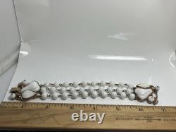 Vintage signed Trifari ALFRED PHILIPPE White Milk Glass Pear Bracelet 1950's