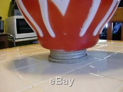 Vintage standard red and white flame gas pump globe milk glass all original