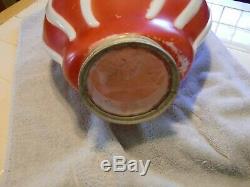 Vintage standard red and white flame gas pump globe milk glass all original