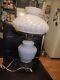 Vintage White Hurricane Milk-glass Table Lamp