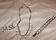 Vintage White Milk Glass, Rhinestone Bracelet, And Necklace