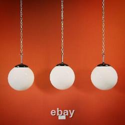 Vintage white opaline milk glass kitchen pendant lights with bakelite caps