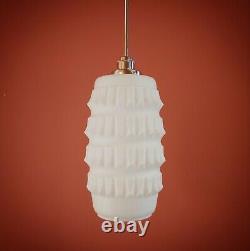 Vintage white opaline opal milk glass pendant ceiling light Bauhaus