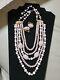 Vntg Robert Pink & White Milk Glass Necklace With Matching Clipon Earrings