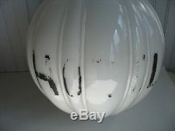 Vtg 12 by 11 white milk glass hanging lamp shade light globe HOTEL 6 fitter