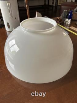 Vtg 14 Solid White Milk Glass Lamp Shade Hanging Oil Library Parlor Opal Dome