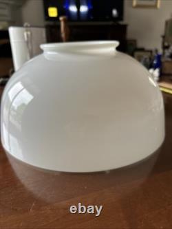 Vtg 14 Solid White Milk Glass Lamp Shade Hanging Oil Library Parlor Opal Dome
