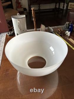 Vtg 14 Solid White Milk Glass Lamp Shade Hanging Oil Library Parlor Opal Dome