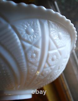 Vtg 1930s McKee THE CONCORD White Milk Glass PUNCH BOWL & PEDESTAL BASE SET 13