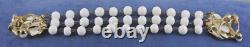 Vtg 1950s TRIFARI PAT PEND Poured White Milk Glass Pear Fruit Beaded Bracelet