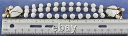 Vtg 1950s TRIFARI PAT PEND Poured White Milk Glass Pear Fruit Beaded Bracelet