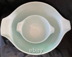 Vtg 1958 Pyrex Fancy Free Hot Air Balloons Cinderella Chip & Dip Bowls Turquoise