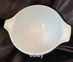 Vtg 1958 Pyrex Fancy Free Hot Air Balloons Cinderella Chip & Dip Bowls Turquoise