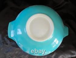 Vtg 1958 Pyrex Fancy Free Hot Air Balloons Cinderella Chip & Dip Bowls Turquoise