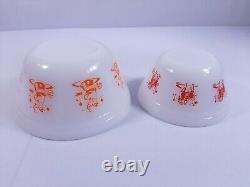 Vtg 1960's Federal Milk Glass Heat Proof Circus Mixing Nesting Bowls Set of 4
