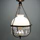Vtg 24 White Hanging Parlor Lamp Prism Crystals Milk Glass Light Shade 3-way