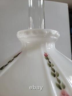 Vtg Aladdin Lincoln Drape, Pink Oil Lamp, White Milk Glass, 1992, Mint Cond