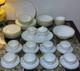 Vtg Anchor Hocking Fire King Milk Glass 22k Gold Trim Dinner For 8 1960s 57pcs
