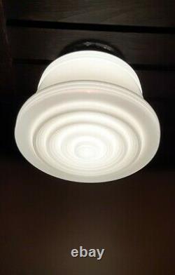 Vtg Art Deco Frosted Milk Glass Shade Ceiling Light Fixture Chandelier