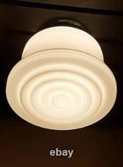 Vtg Art Deco Frosted Milk Glass Shade Ceiling Light Fixture Chandelier