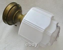 Vtg. Art Deco Milk Glass Skyscraper Ceiling Mount Light Fixture 8 Sides L@@k