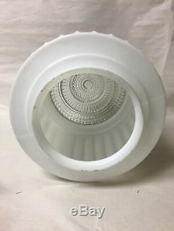 Vtg Art Deco Skyscraper Light Fixture Lamp Milk Glass Ribbed Globe