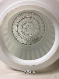 Vtg Art Deco Skyscraper Light Fixture Lamp Milk Glass Ribbed Globe