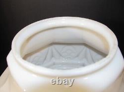 Vtg Art Deco White Milk Glass School House Hanging Glass Shade & Brass Fixture