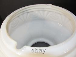 Vtg Art Deco White Milk Glass School House Hanging Glass Shade & Brass Fixture