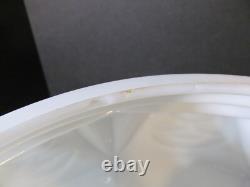 Vtg Art Deco White Milk Glass School House Hanging Glass Shade & Brass Fixture