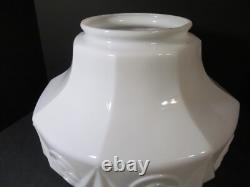 Vtg Art Deco White Milk Glass School House Hanging Glass Shade & Brass Fixture