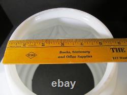 Vtg Art Deco White Milk Glass School House Hanging Glass Shade & Brass Fixture