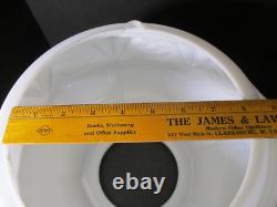 Vtg Art Deco White Milk Glass School House Hanging Glass Shade & Brass Fixture