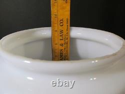 Vtg Art Deco White Milk Glass School House Hanging Glass Shade & Brass Fixture
