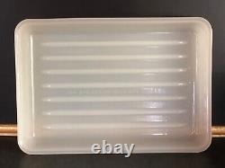 Vtg CLAMBROTH White Opaline Milk Depression Glass Refrigerator dish meat tray