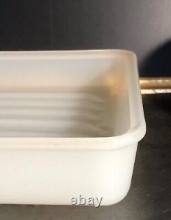 Vtg CLAMBROTH White Opaline Milk Depression Glass Refrigerator dish meat tray