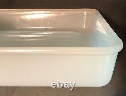 Vtg CLAMBROTH White Opaline Milk Depression Glass Refrigerator dish meat tray